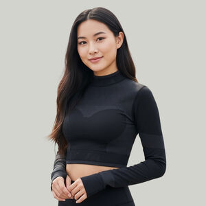 ARITZIA TNA Top Women Size Medium Large Black Ventura Seamless Longsleeves Crop